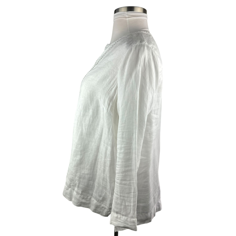 J. Jill x Love Linen Pintuck Mother of Pearl Button Top Lagenlook Plus Size 1X - Picture 10 of 13